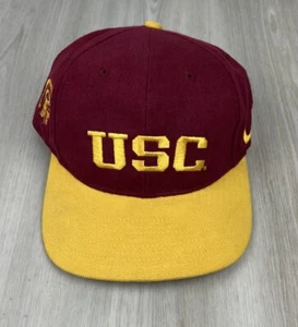 Vintage USC Trojans Nike Embroidered Cardinal Strapback Hat Cap 100% Cotton - Picture 1 of 11