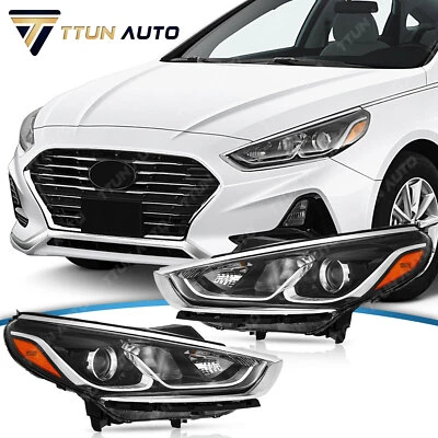 Headlight For 2018 2019 Hyundai Sonata Halogen Left Right Side Pair W/Blub - Image 1 of 4
