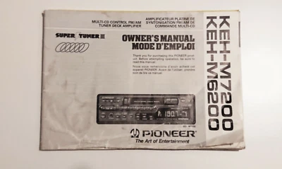 Autoradio PIONEER KEH-M6200 M7200 Libretto Istruzioni Manuale Inglese/Francese - Immagine 1 di 4