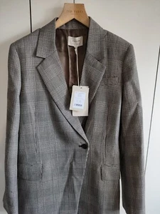 Jigsaw UK 12 Jacket British Check 100% Wool Grey With Pockets RRP£240 New tags - Picture 1 of 10