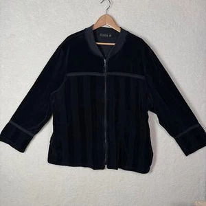 Picadilly Fashions Womens 2XL Velour Full Zip Top Velvet Black Y2K Cozy Lounge - Picture 1 of 6