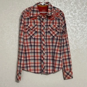 Vigoss Western Rodeo kariert bestickt Langarm Knopf Druckknopf tailliert Hemd S - Bild 1 von 9