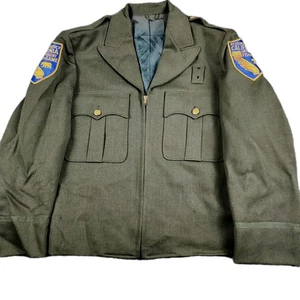 Vintage California Fish & Game Warden Jacket Wool Zip Front Eureka Buttons 38R - Picture 1 of 12