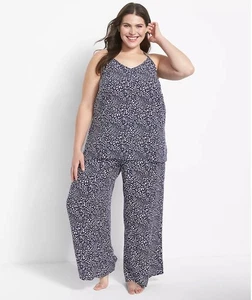 Cacique Sleep Women’s Sz 30/32 Blue Animal Print Criss Cross Back PJ Set Pants - Picture 1 of 9
