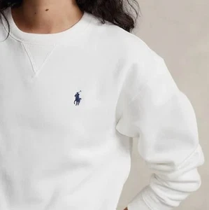 Vintage Wmn's Polo Ralph Lauren Ivory Navy Blue Logo Crewneck Sweatshirt Sz XXL - Bild 1 von 9
