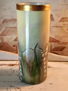 Gorgeous Old Handpainted Porcelain Vase Lilly Of The Valley Design Signed - Bild 1 von 24