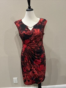 Sz 8 CONNECTED APPAREL Midi Dress Purple Pencil Stretch - Picture 1 of 6