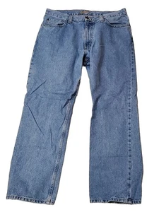 Pantalones de mezclilla Eddie Bauer para hombre 34x30 etiqueta (ajuste 33x29) lavado medio pesado 100 % algodón - Imagen 1 de 17