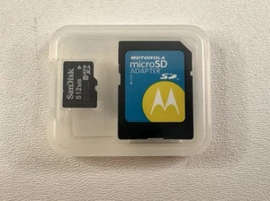 Motorola Sandisk 512 MB Adapter Micro SD, chip pamięci, obudowa OEM - Zdjęcie 1 z 3