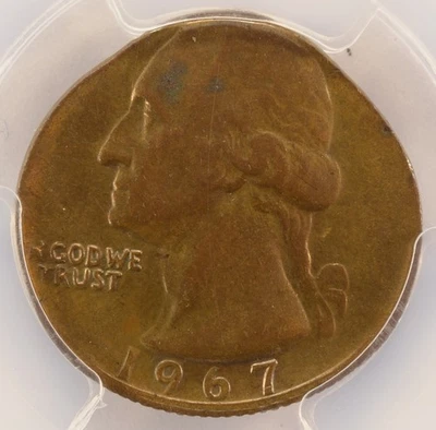 Cuarto de dólar Washington 1967 25c golpeado en centavo planchet graduación profesional AU58 BN Foto 1 de 4