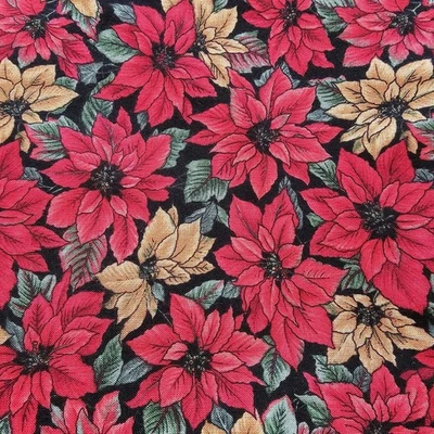Vtg Robert Kaufman Fabric Cotton Poinsettia Christmas Holiday Quilting 2.5 Yards - Image 1 of 4