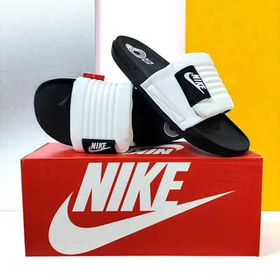 Nike Offcourt Adjust Mens Slides White Black Slip On Soft Sandals DQ9624-100 NEW - Image 1 of 4
