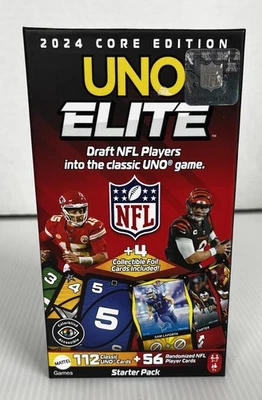 UNO ELITE NFL Players Card Game 2024 Core Ed. Starter Pack inc 4 Foil Cards NEW - Image 1 of 4