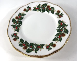 Queen's Fine Bone China Yuletide 8" Salad Plates Made In England lot of 4 - Picture 1 of 6