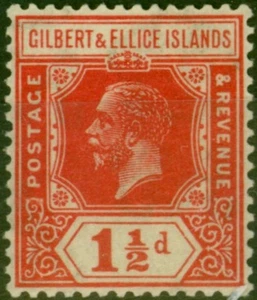 Gilbert & Ellice Islands 1924 1 1/2d Scarlet SG29 Fine MNH - Picture 1 of 1