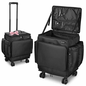 Byootique Portable Barber Station Rolling Hair Stylist Train Case Makeup Trolley - Picture 1 of 11