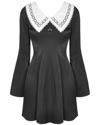 Dark In Love Gothic Lolita Doll Dress Black White Collar VTG Victorian Steampunk - Image 1 of 4