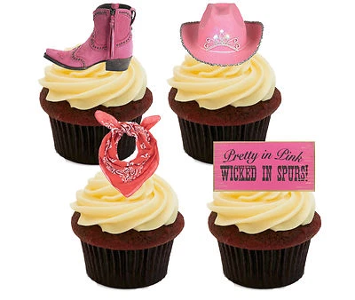 Cowgirl Edible Cupcake Toppers, Stand-up Decorations, Western Female, Hen Night - Image 1 of 4