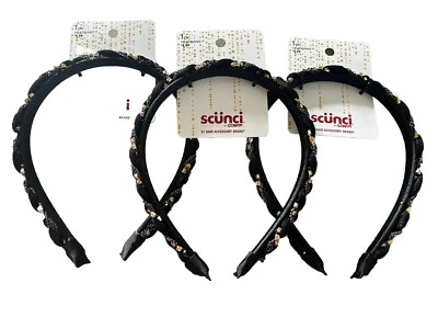 Diadema Scunci cadena y cristal negro peinado banda para el cabello ¡Lote de 3 elegantes! ¡Nuevo! Foto 1 de 4