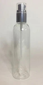 100ml PET Clear Plastic Tall Boston Bottle And Silver Treatment Pump ANY AMOUNT - Bild 1 von 2