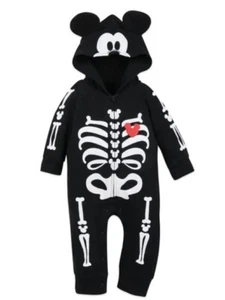 Disney Mickey Mouse Skeleton Costume Baby 3-6 Months Glow in the Dark - Picture 1 of 5
