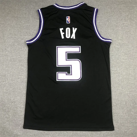 De'Aaron Fox Sacramento Kings #5 Men Black City Jersey Stitched Size:S-XXL Cover