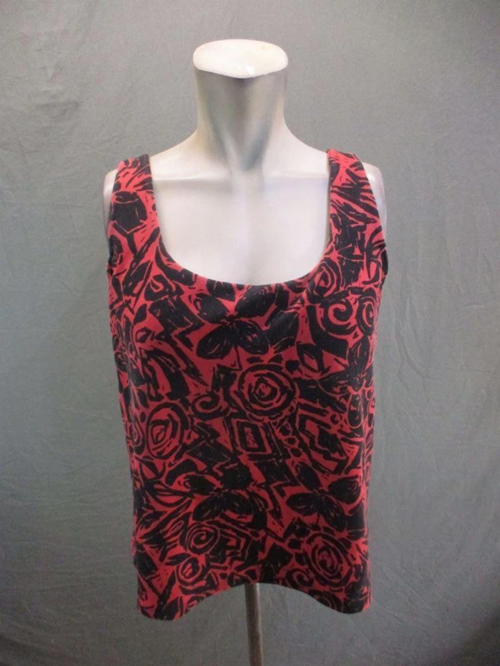 Top camisola 38C TravelSmith para mujer rojo/negro sin mangas de algodón Coolmax 7W188 Foto 1 de 4