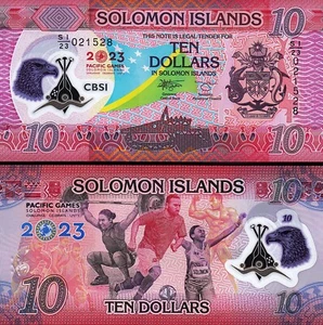 Solomon Islands 10 Dollars 2023, UNC, POLYMER, Commemorative Pacific Games, P-39 - Picture 1 of 3