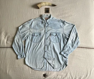Levi’s Barstow Shirt XL Western Denim Vintage 1994 Orange Tab Rare Rivet Snaps - Picture 1 of 16