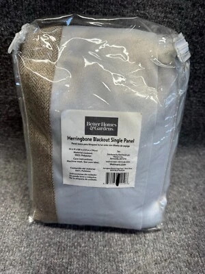 Better Homes & Gardens Tan Herringbone Grommeted Curtain Panel, 50" x 108" Brown - Image 1 of 4