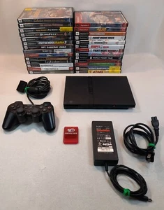 ๐ฅ PS2 Playstation2 Slim Console Bundle Lot w/27 Games 2 Controllers Memory Card - Picture 1 of 14