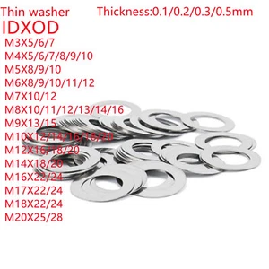 Thin Shim Flat Washer Ultra Gasket Stainless Steel Plain Adjusting Ultrathin M