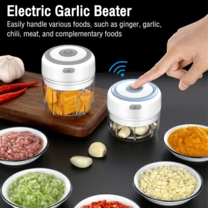 USB Mini Garlic Chopper Wireless Portable Small Food Processor Mincer Grinder - Picture 1 of 9