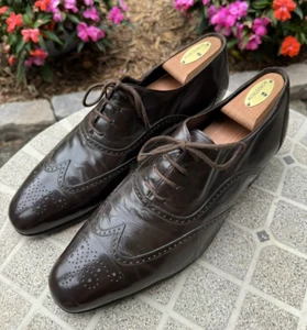 Bruno Magli Brown Men's Leather Full Brogue Wingtip Oxford Shoes US 12 - Picture 1 of 7