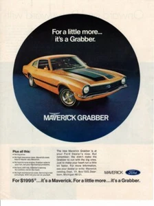 Coche publicitario impreso vintage Ford 1970 Maverick Grabber por un poco más - Imagen 1 de 1