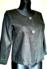 L'EVOLUTION blazer Women's 100 % LINEN jacket Size 38 BLACK SUIT CROPED TOP 10