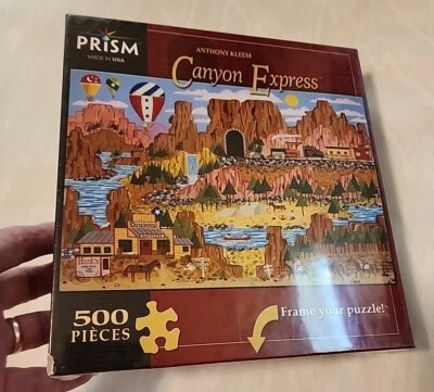 Prism Jigsaw Puzzle Canyon Express by Anthony Kleem 500 Pieces Hot Air Balloons - Image 1 of 4