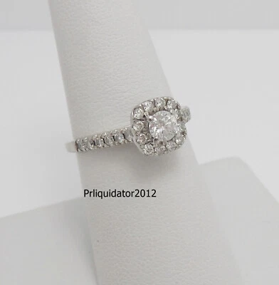 3/4CT Natural Diamond Halo Engagement Wedding Bridal Ring 10K White Gold Band - Image 1 of 4