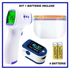 Kit Saturimetro Pulsossimetro Ossimetro Termometro Digitale Infrarossi e Visiera