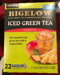 BIGELOW TROPICAL TÉ VERDE HELADO KEURIG K-CUP VAINAS 22CT - Imagen 1 de 2