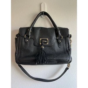 ELLIOTT LUCCA Black Leather Satchel Purse - Picture 1 of 6