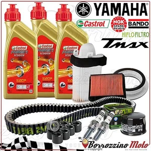 KIT TAGLIANDO OLIO CASTROL FILTRI CINGHIA BANDO RULLI CANDELE YAMAHA T-MAX 530 - Foto 1 di 1