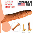 Mens Penis Extender Girth Enhancer Realistic Sleeve Sheath Large Enlarger Condom