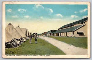 Postcard: Mess Row, Connecticut State Camp, Niantic, CT, Posted 1918 - Picture 1 of 2