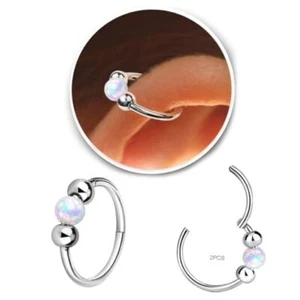 2 Pcs Small Cartilage Hoop Earrings for Women 8mm for cartilage/ helix White - Picture 1 of 9
