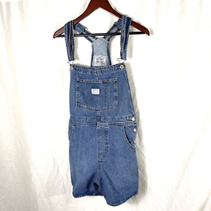 Levi’s Women's Blue Denim Overalls Shorts M Medium FAST shipping! Classics