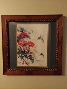PM FITZPATRICK, HUMMINGBIRDS & Flowers Framed Print Signed Autographed 703/950 - Picture 1 of 8