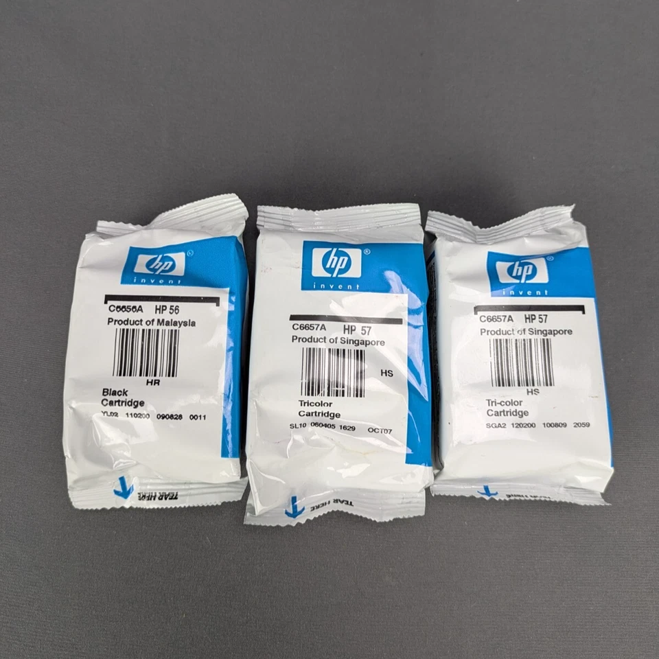 PACK OF 2 GENUINE HP 56/57 C6656A/C6657A BLACK/TRICOLOR INK CARTRIDGES H1-1(97)