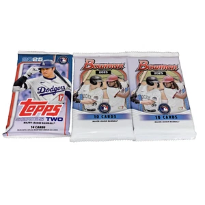 2025 Topps Serie 2 Stück - 14 Karten & (2) 2025 Bowman Baseball - 10 Karten Packungen - kostenloser Versand - Bild 1 von 4