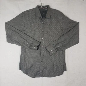 Bugatchi Dress Shirt Mens XL XLarge Black Weave Pattern Shaped Fit Button Up - Picture 1 of 11